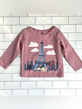 12-18M🐱🇫🇷 Hello Kitty x Tea Collection Eiffel Tower Friends Pink Long Sleeve Tee